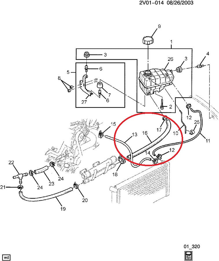 GTO 2004 Coolant Reservoir Hose - Reservoir To Crossover
