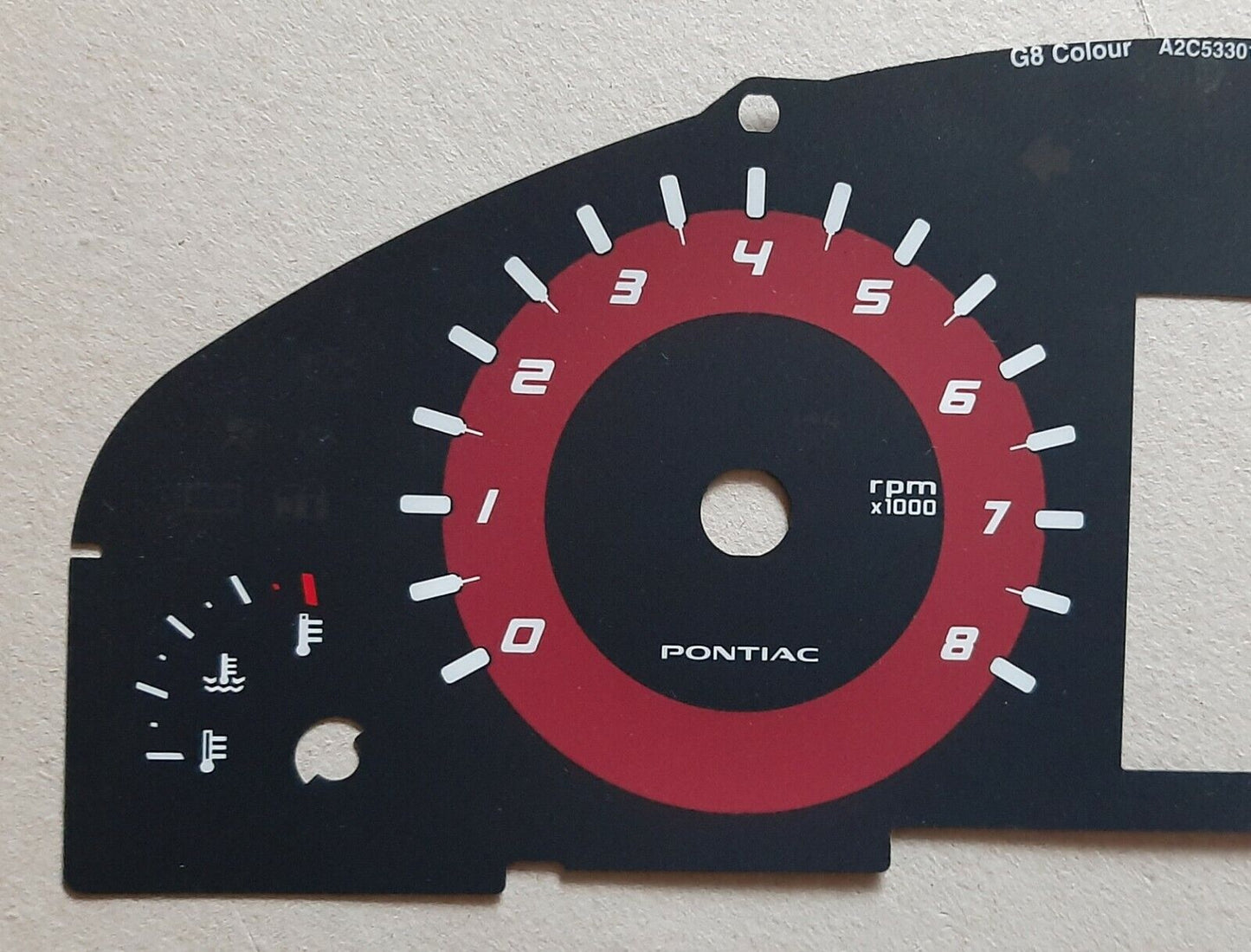 G8 GT or V6 OEM Red Gauge Cluster Overlay
