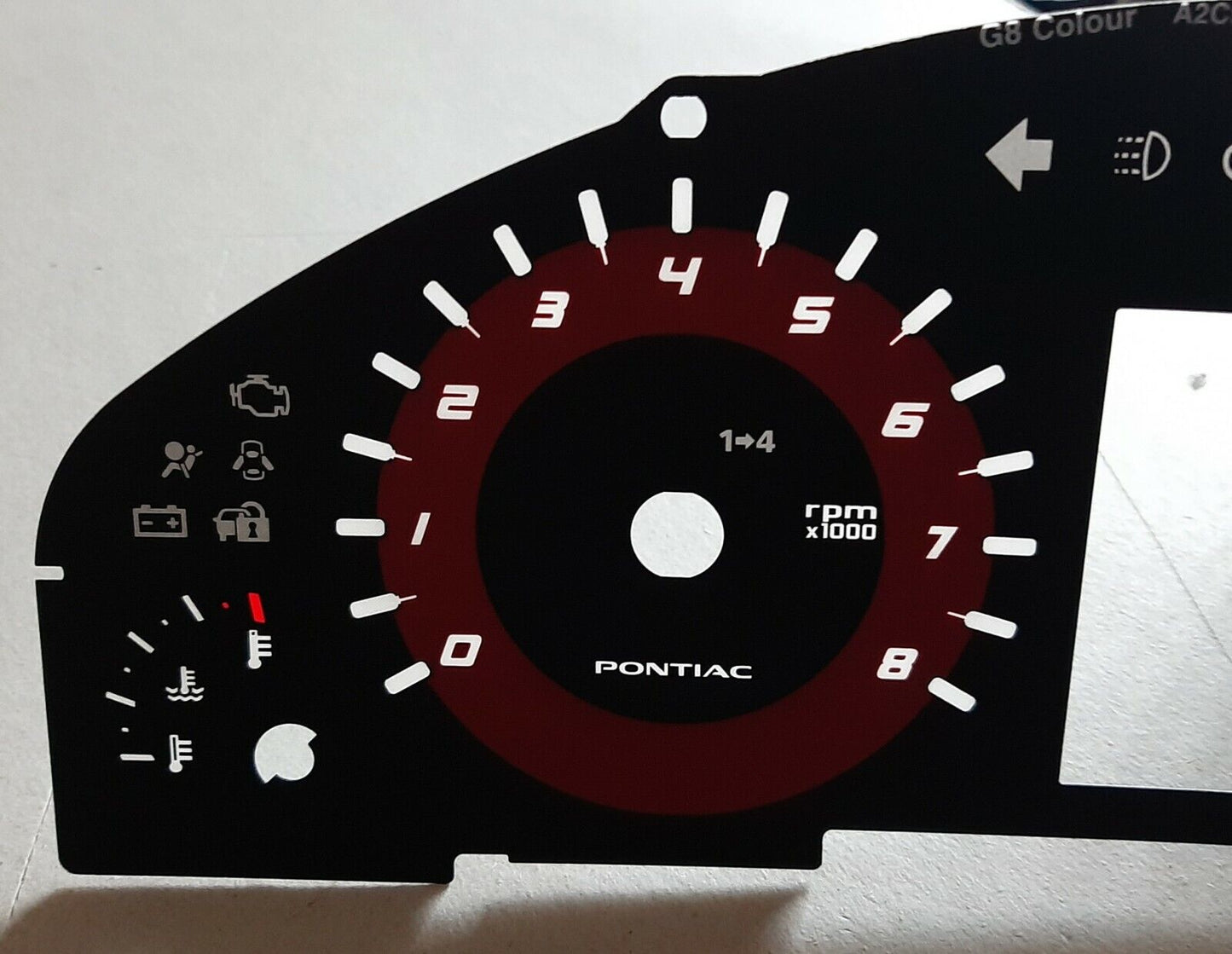 G8 GT or V6 OEM Red Gauge Cluster Overlay