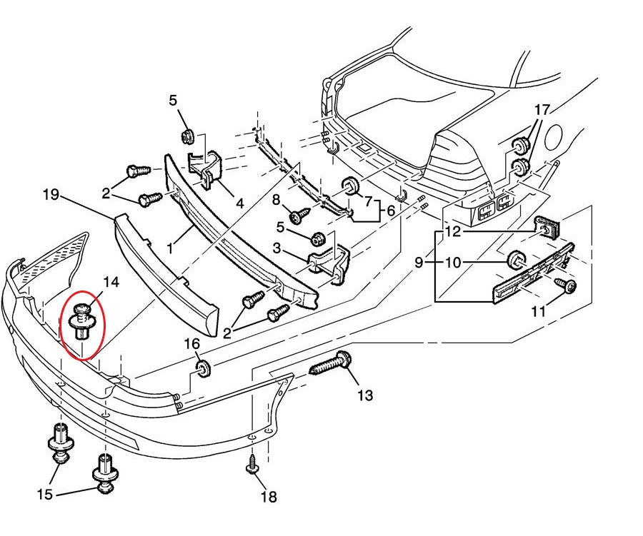 GTO Bumper Cover Upper Retainer Clip