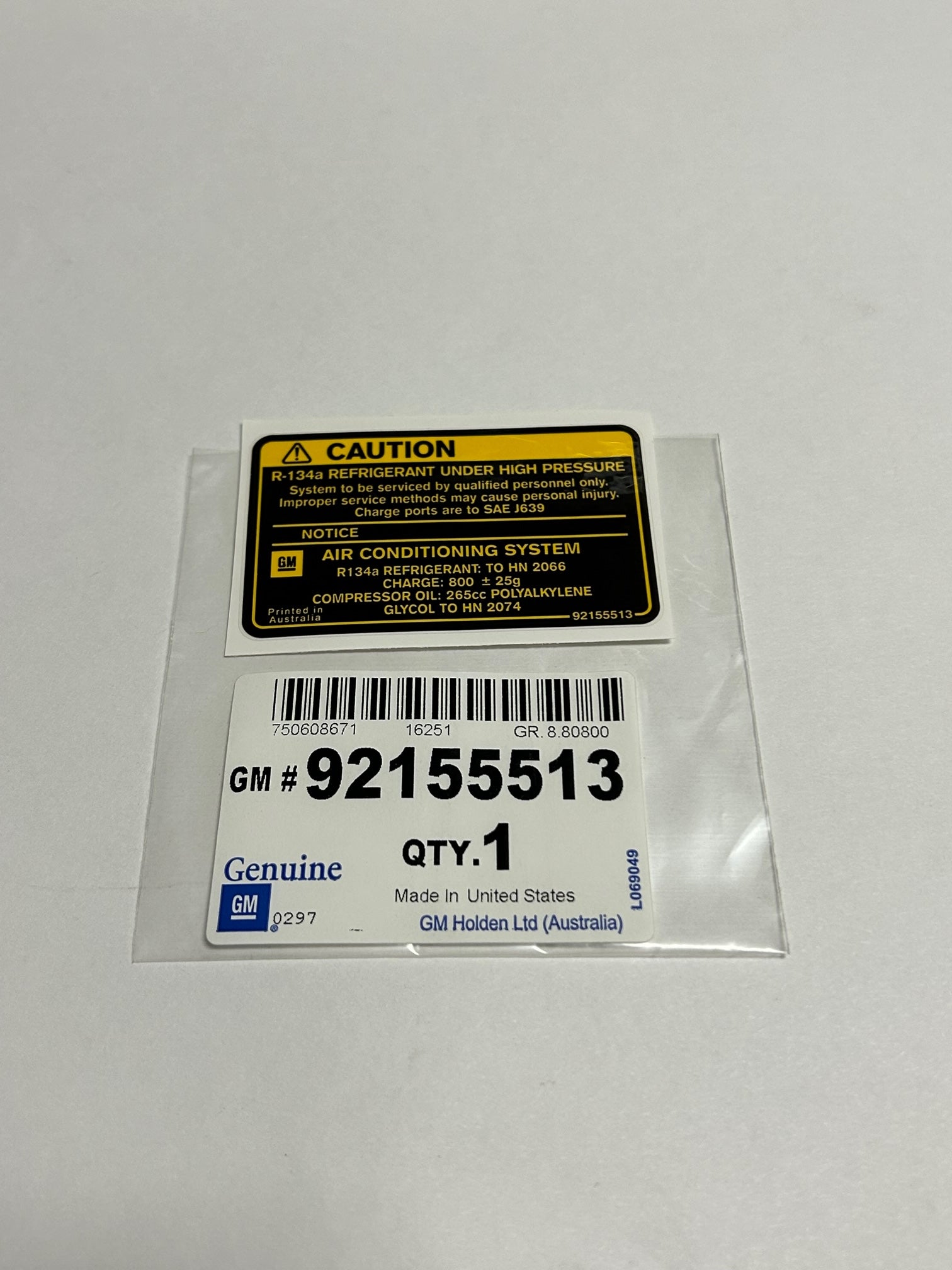 GTO 2004 Radiator Shroud Refrigerant A/C Label