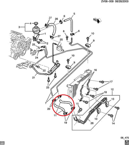 GTO 2004 - 2006 Power Steering Cooler Rubber Hose (92209162)