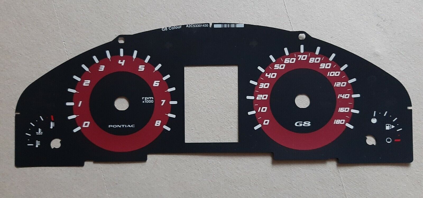G8 GT or V6 OEM Red Gauge Cluster Overlay
